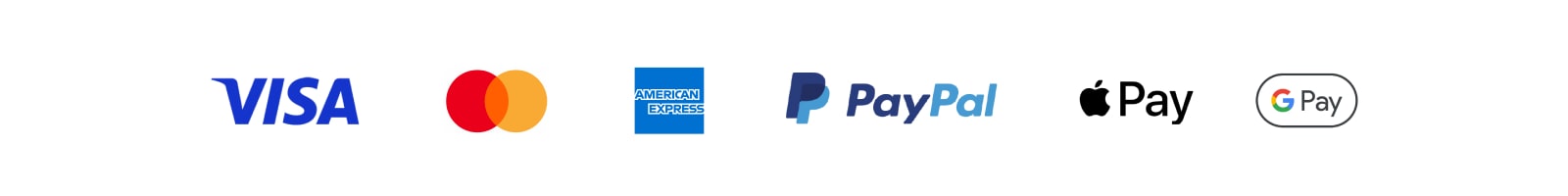 Payment options - VISA Mastercard AMEX PAYPAL APPLE PAY GOOGLE PAY